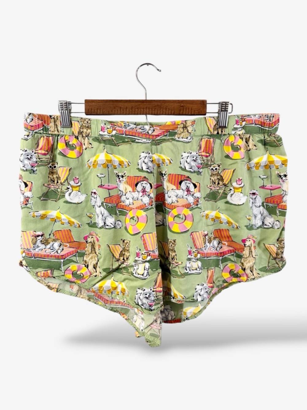 PrintFresh Palm Royale Pooches Wildest Dreams Pajama Shorts 1X Beach Vacation